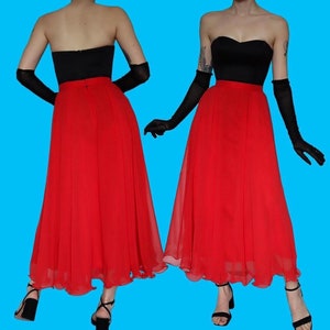 Vintage Frank Usher red flared maxi skirt UK 8