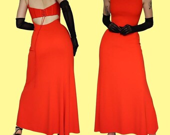 Orange Stretch After Six Corset Back Evening Dress | UK 12/US 8/EU 40 | Bright Formal Gown