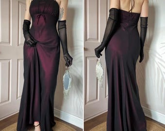 Bhs vintage pink chiffon halter neck evening gown dress UK 10