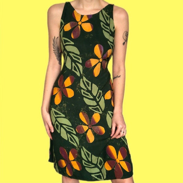 Leafy Print Dress Etsy