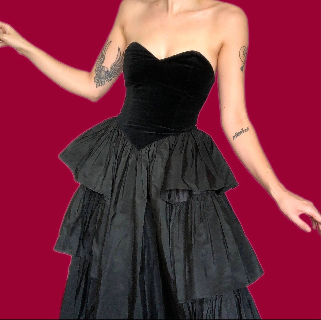 black corset evening dress