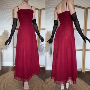 Jenny Packham vintage red a-line evening dress uk 10/us 6/eu 38