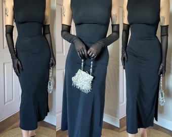 Haut Col Cravate Noir Bay Trading Années 90 - Taille 10, Manches à Volants, Occasion Bon état