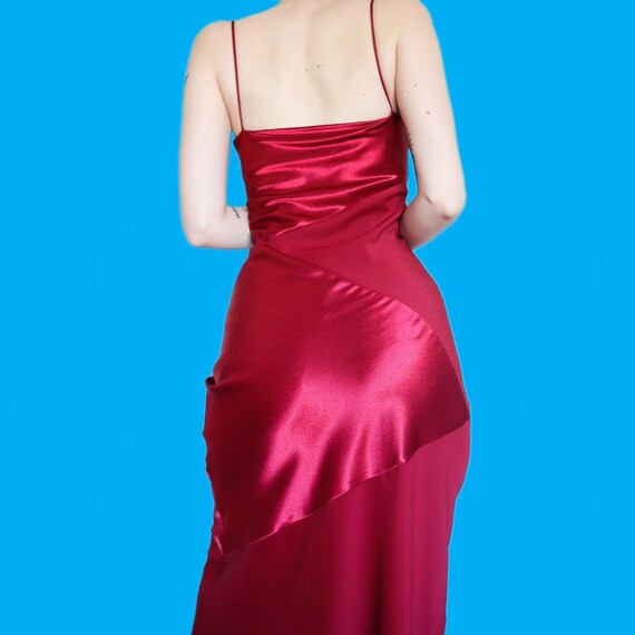 Stunning red satin slip evening dress size UK 10 - image 4