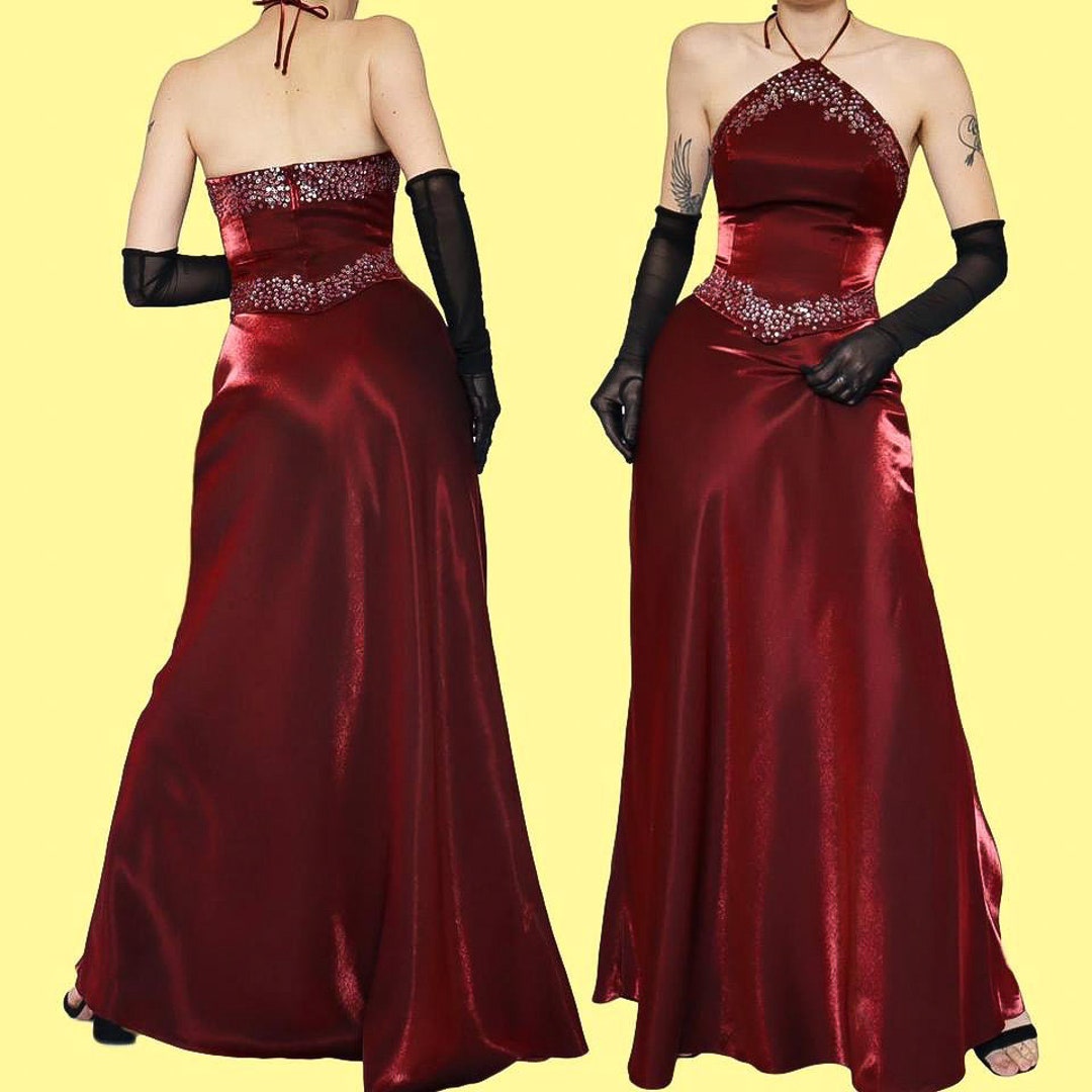 Exquisite Vintage Red 2piece Prom Ball Gown Set UK 10/US 6/EU 38