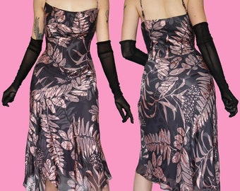 Silk blend floral slip evening midi dress UK 10