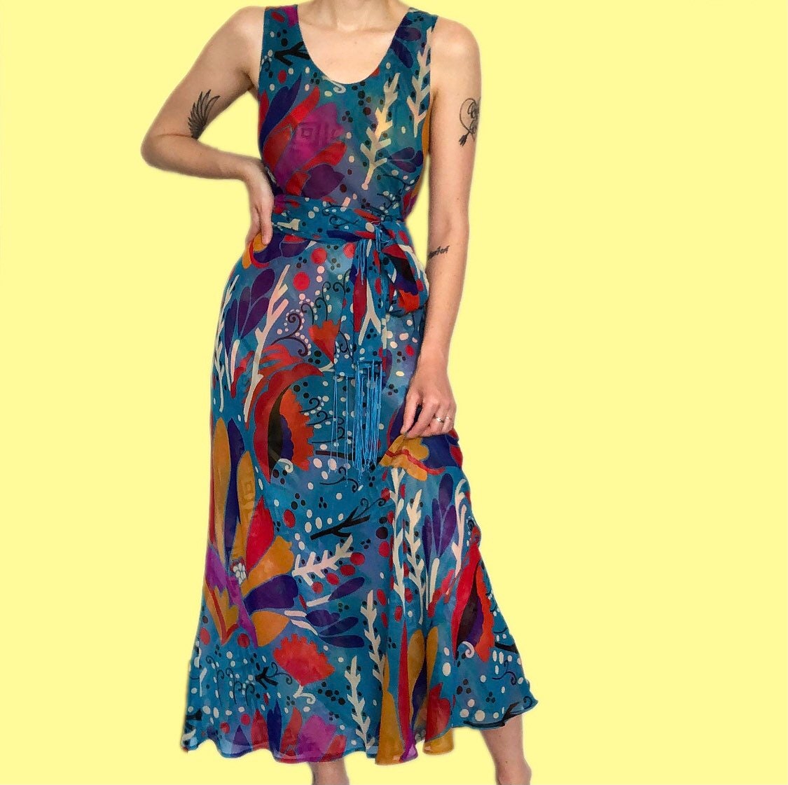 Stunning vintage REVERSIBLE funky print midi dress with Etsy