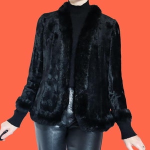 Black vintage faux fur jacket coat UK 8-12/S-M
