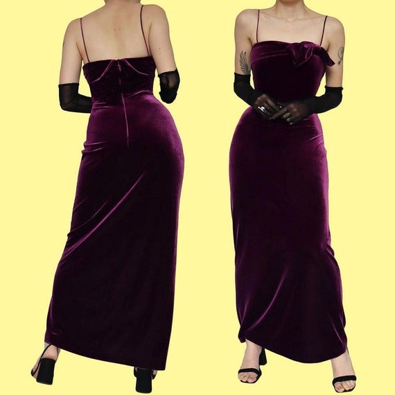 Purple Gina Bacconi velvet stretch evening dress UK 18/US 14/EU 46