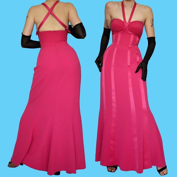 Pink Frank Usher Panelled Evening Prom Ball Gown … - image 1