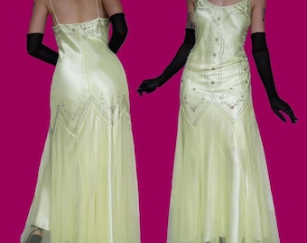 Gelbes Dave Johnny Vintage gelbes Abendkleid Abschlussballkleid 36