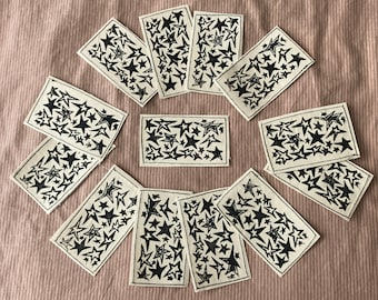 Funky Stars Iron-On Canvas Linocut Patch | Hand Block Printed & Hand Sewn | Mid Century Modern/Grunge Backpack and Jacket Accessory