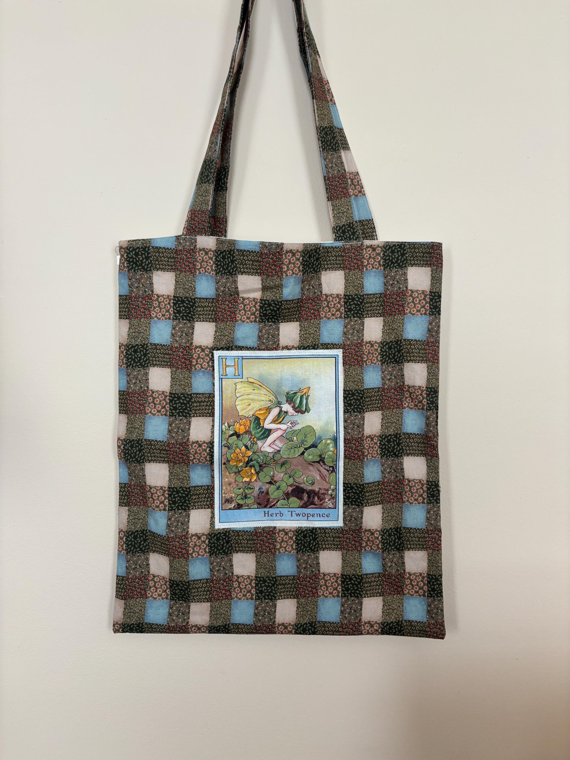 Fairy Flower Alphabet Tote H "Herb Twopence"| Hand-Sewn | Floral Alphabet Series | Cottagecore | Nature-Inspired Gift