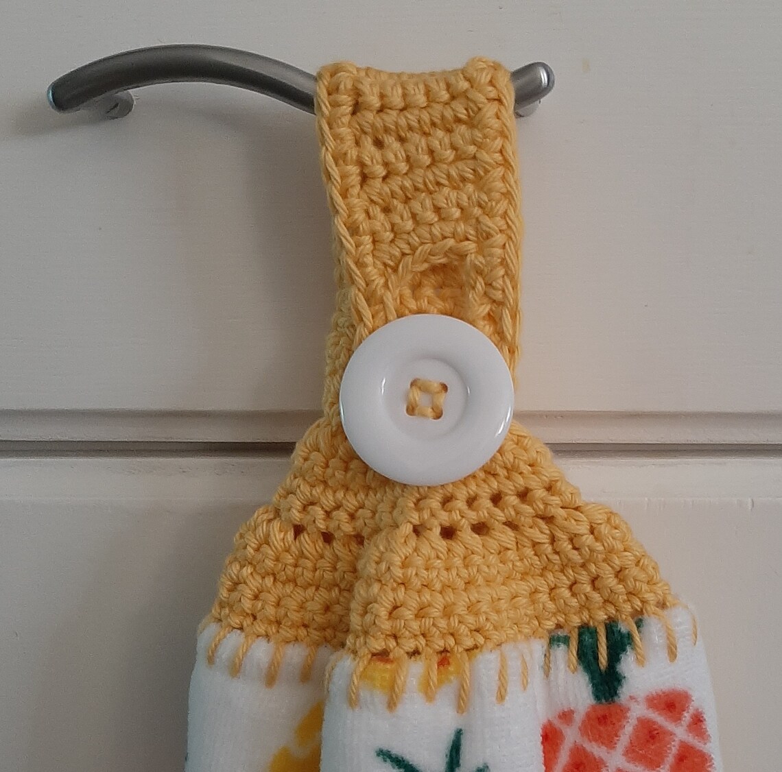 Pineapple Design Kitchen Towel With Crocheted Topper for - Etsy