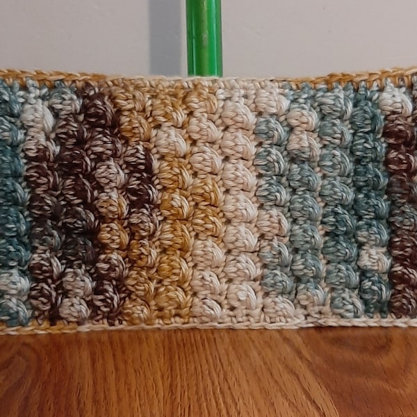 Crocheted Reusable Cover for the Swiffer Type Sweeper | Washable Cotton Pad for Standard Swiffer Type Floor Duster | Gold Brown White Teal