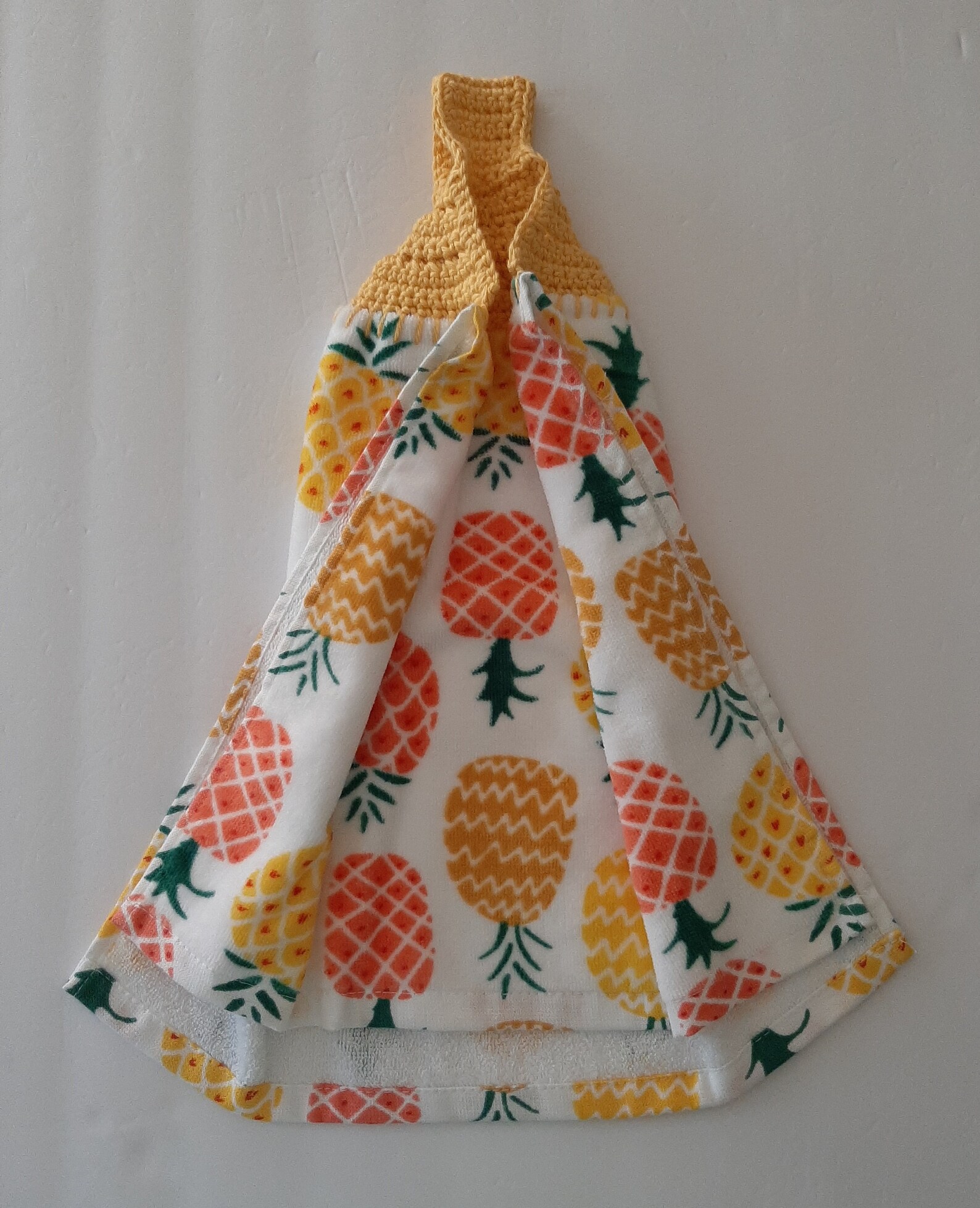 Pineapple Design Kitchen Towel With Crocheted Topper for Etsy