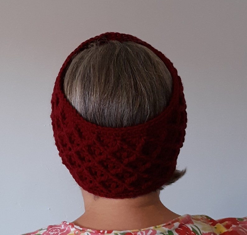 Burgundy Headband Ear Warmer Handmade Winter Hat Keep Ears Warm in Cold Weather Size Medium-Large Crocheted Hat