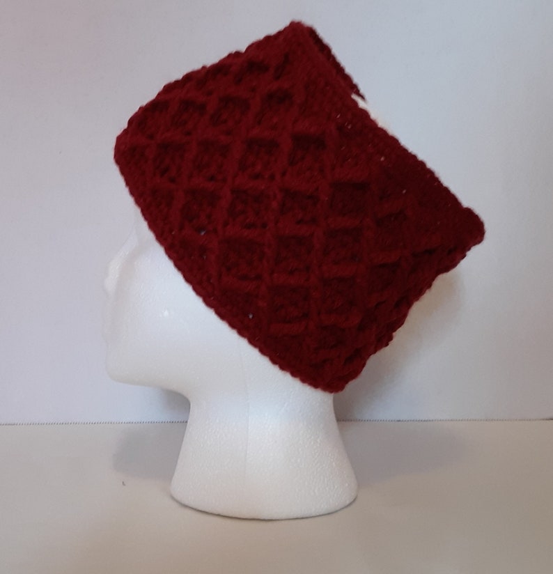 Burgundy Headband Ear Warmer Handmade Winter Hat Keep Ears Warm in Cold Weather Size Medium-Large Crocheted Hat
