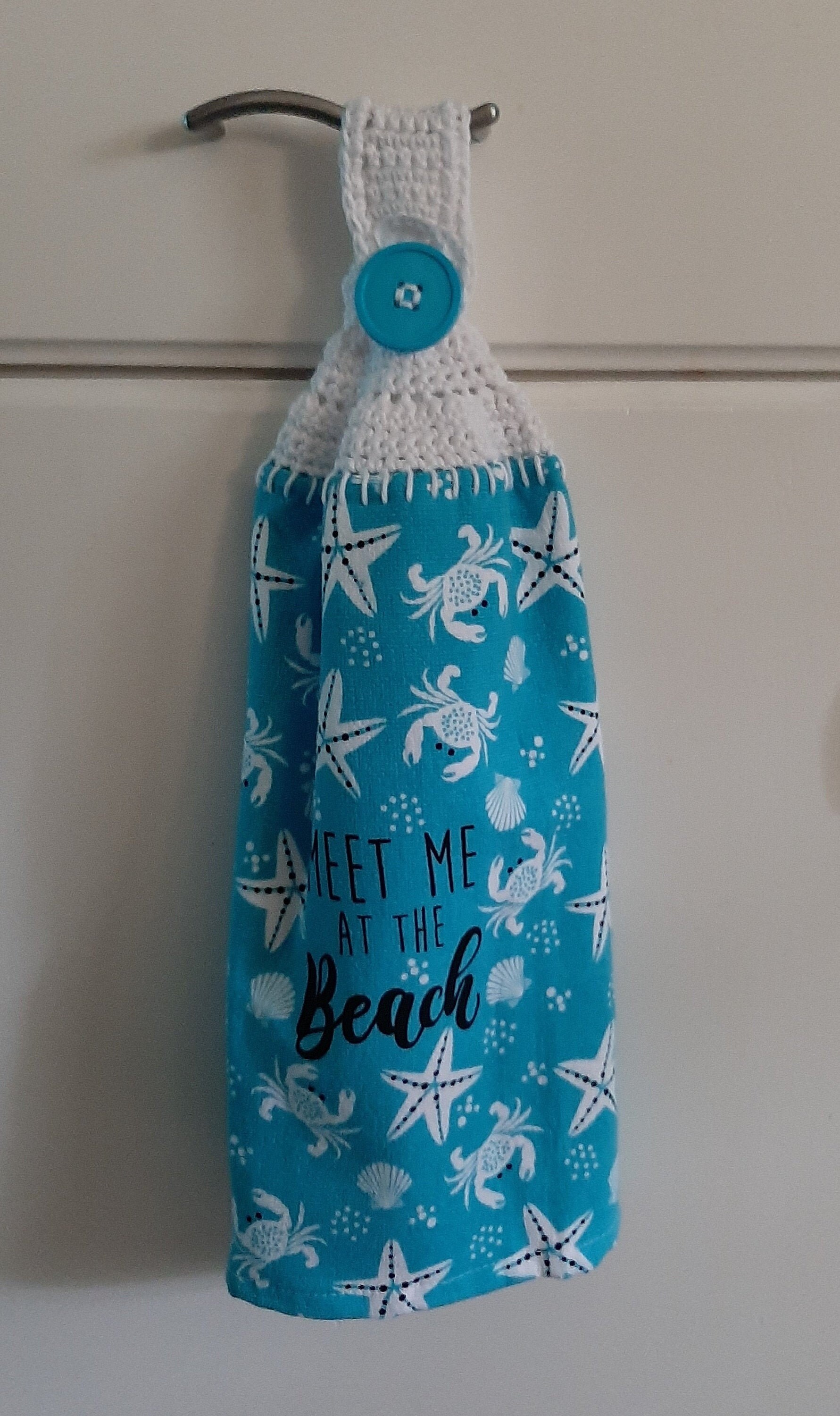 Strand Design Küchentuch mit gehäkelter Topper zum Aufhängen | Etsy