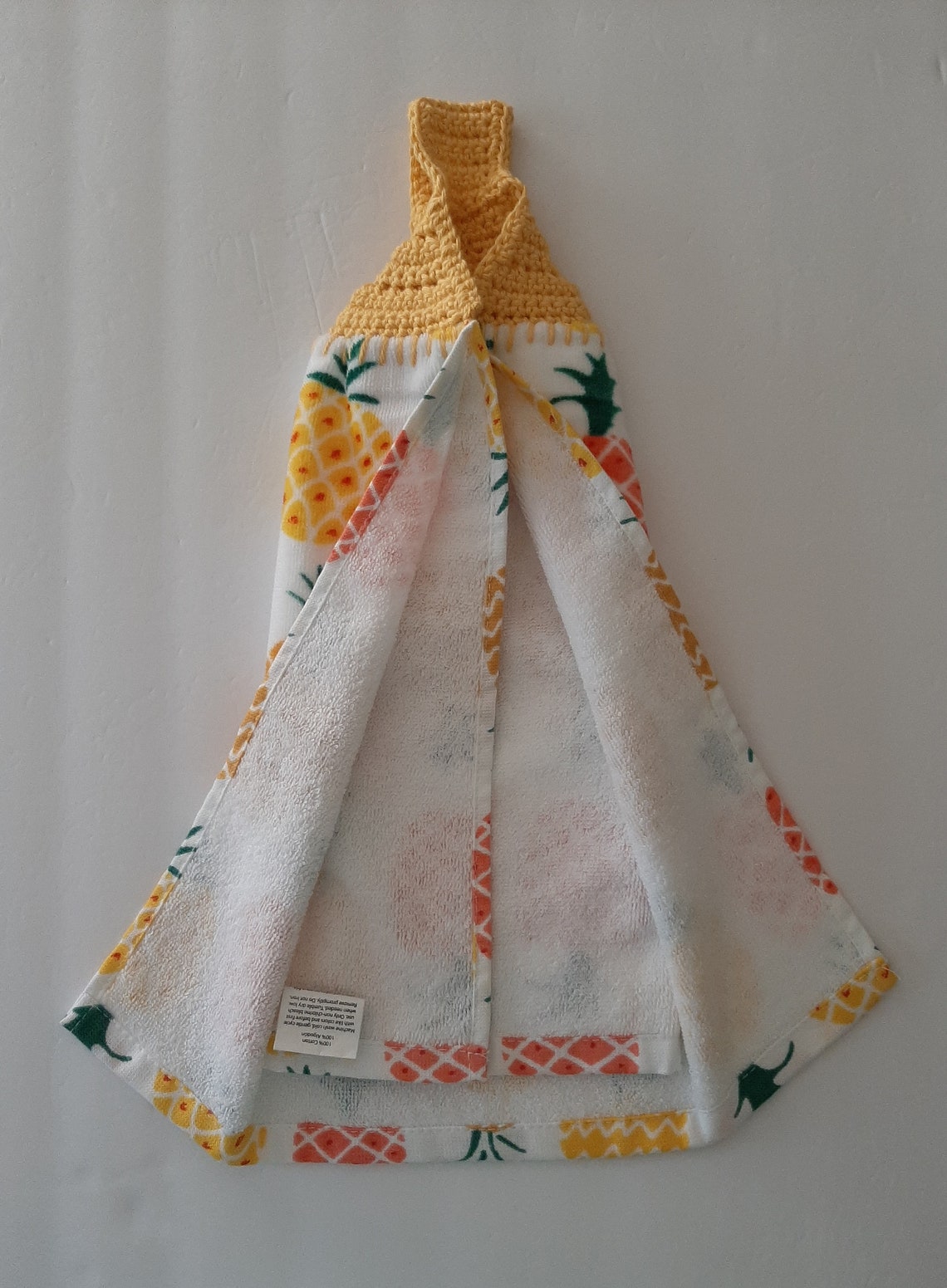 Pineapple Design Kitchen Towel With Crocheted Topper for Etsy