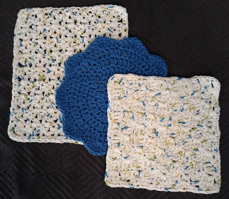 Set of 3 Crocheted Wash Cloths Handmade Spa Gift Set for Mom - Etsy