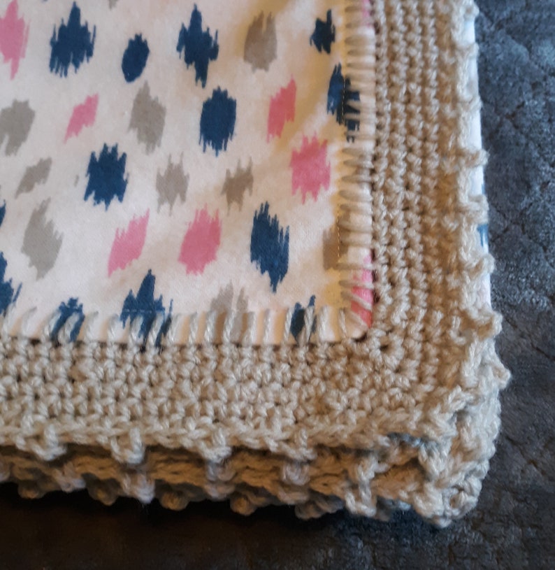 Gender Neutral Baby Receiving Blanket With Crocheted Border Nursery