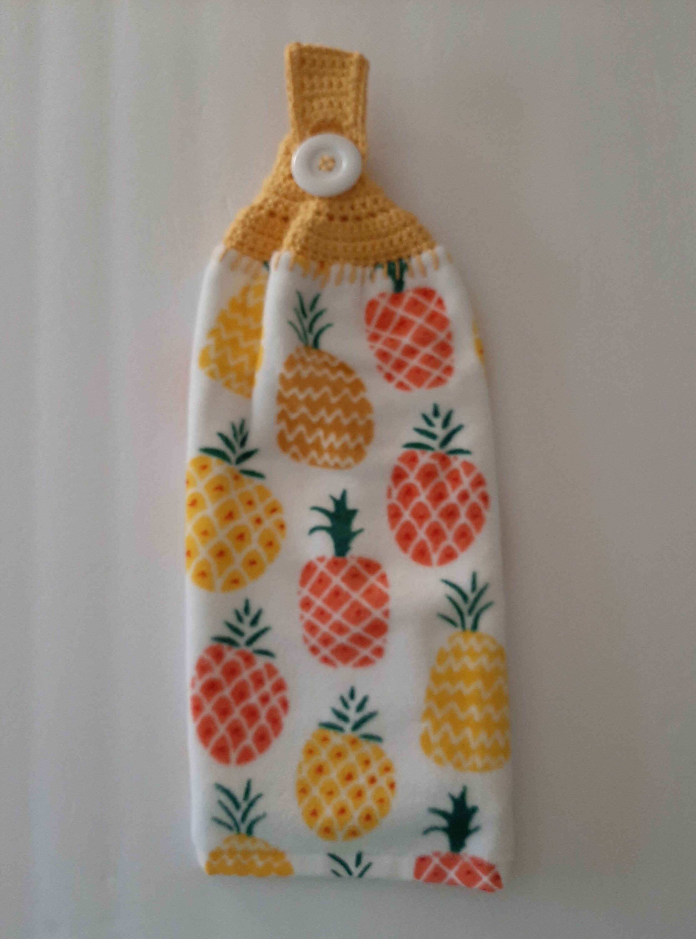 Pineapple Design Kitchen Towel With Crocheted Topper for - Etsy