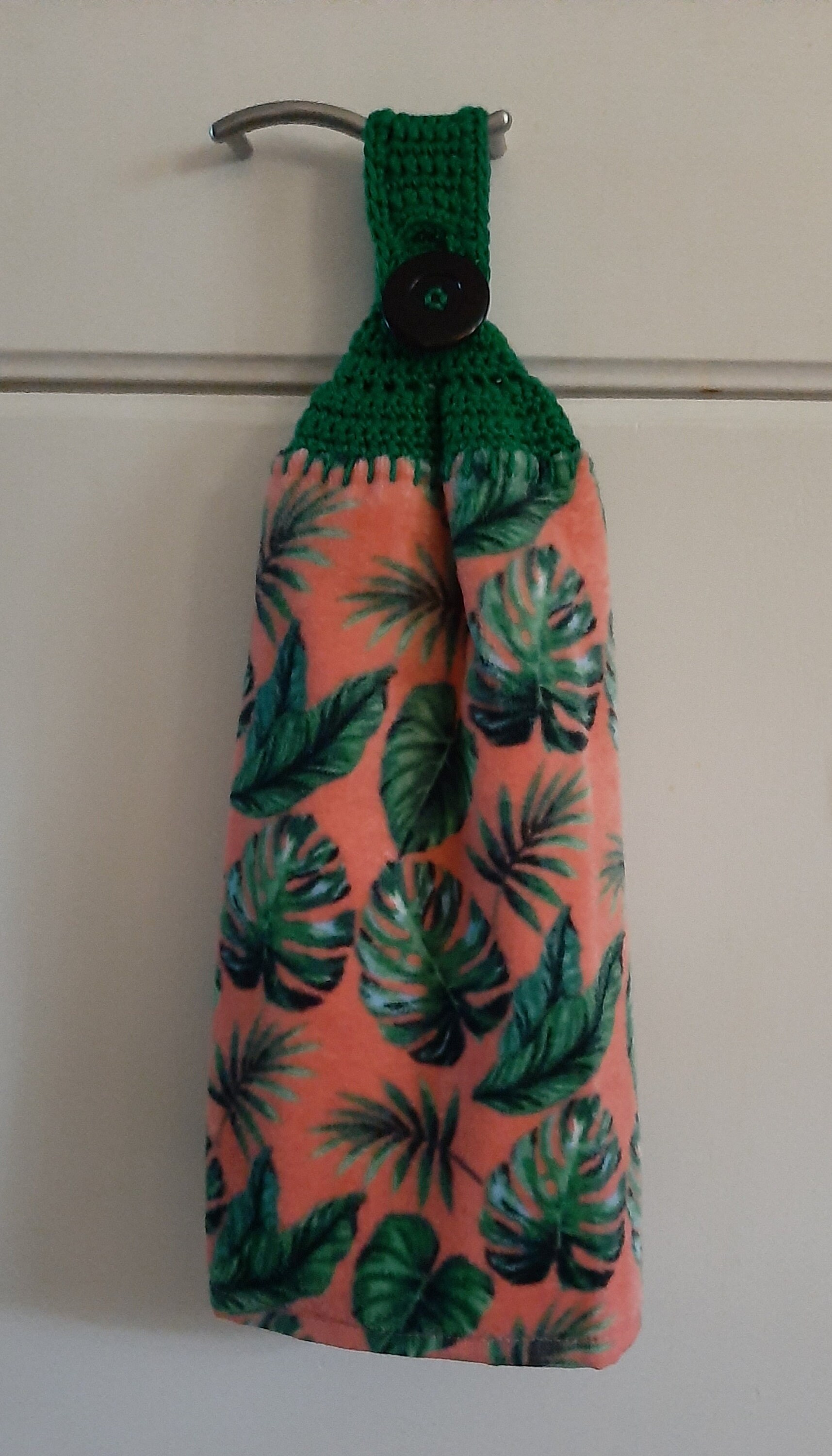 Toalla de cocina de diseño de hoja con topper de ganchillo | Etsy