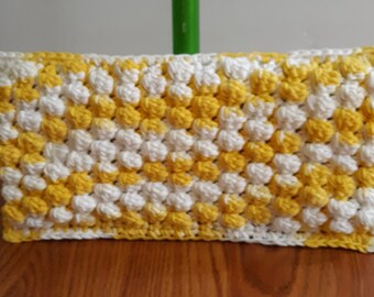 Yellow and White Washable Cotton Pad for Standard Swiffer Type Floor Duster | Crocheted Reusable Cloth Cover for Swiffer Type Sweeper