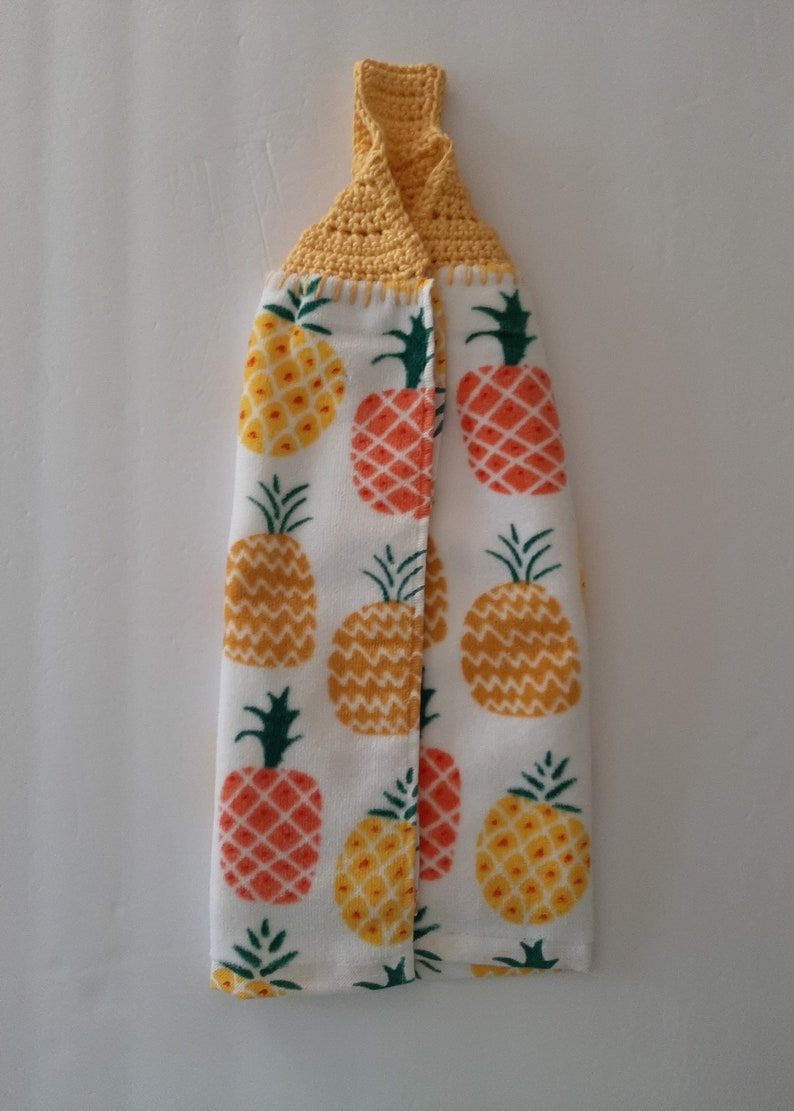 Pineapple Design Kitchen Towel With Crocheted Topper for - Etsy
