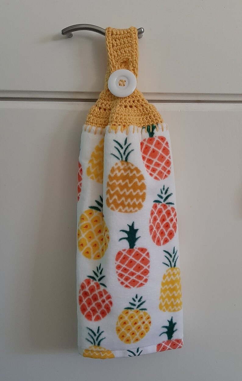 Pineapple Design Kitchen Towel With Crocheted Topper for - Etsy