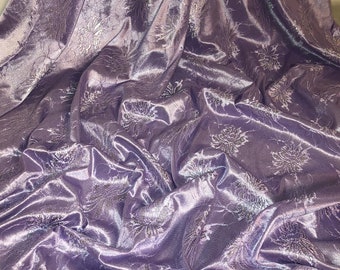 1 MTR BLUE METALLIC LACE ON SATIN BRIDAL FABRIC...60/" WIDE