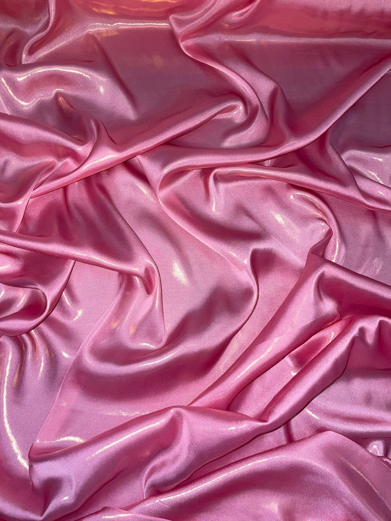 1 meter rose pink/gold soft shimmer on satin fabric 58” wide