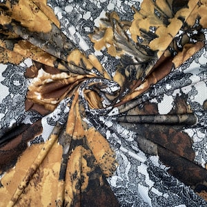 1 meter brown floral stretch dress fabric 58” wide