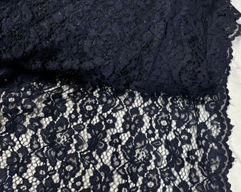 1 Meter navy blue floral Guipure Cord Lace fabric 58” Wide