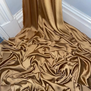 1 meter antiekgouden zijdezachte charmeuse satijnen stof 58&quot; breed