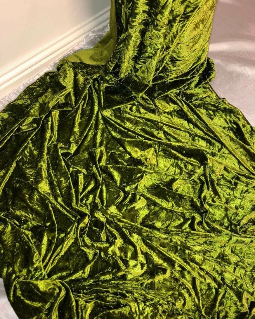 1 meter olive green crush soft stretchy velvet/velour fabric | Etsy