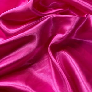 1 meter fuchsia pink Plain Soft Shiny Budget Satin costume Craft Dress Fabric 58” Wide