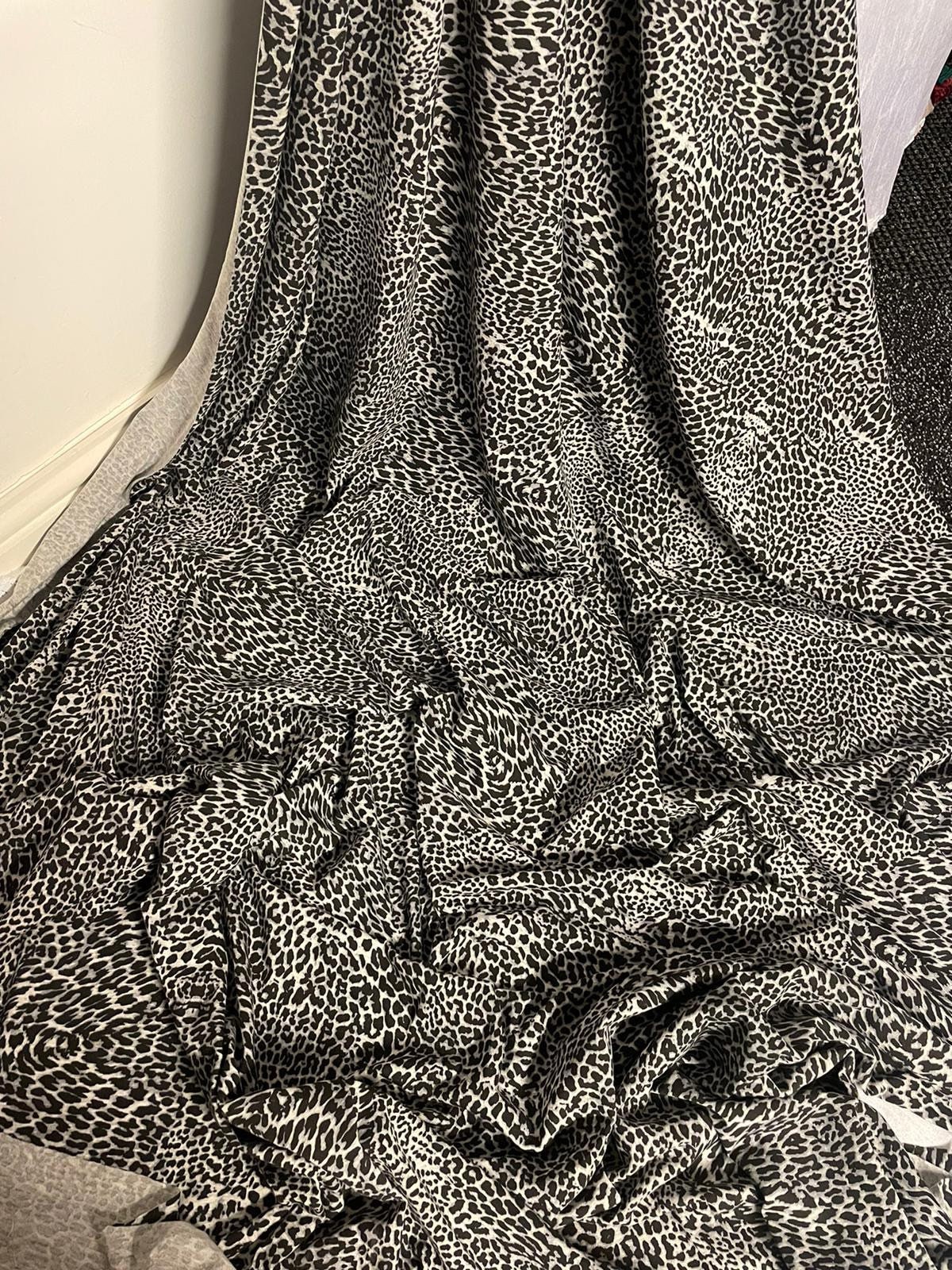 1 meter silver leopard print soft jersey stretch fabric 58 | Etsy