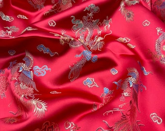 Abito Tradizionale In Tessuto Broccato Cinese Con Drago Ricamato In Raso Di Seta Orientale (nero - Foto 6