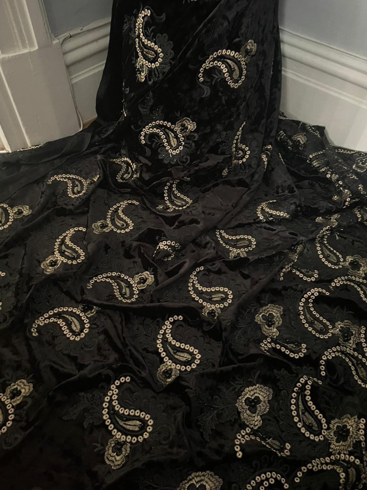 Paisley Print Embroidered Dress in LENZING™ ECOVERO™ Black
