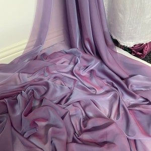 1 meter two tone lilac soft cationic chiffon 100% polyester fabric 58” wide