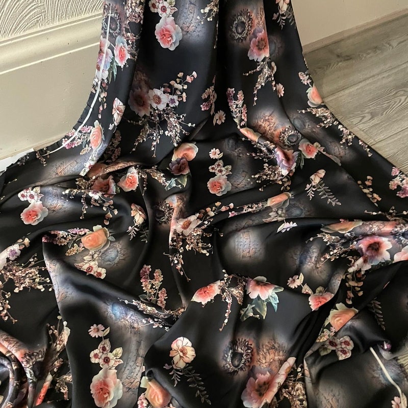 Floral Danseur Satin Fabric By the Yard Pre Order