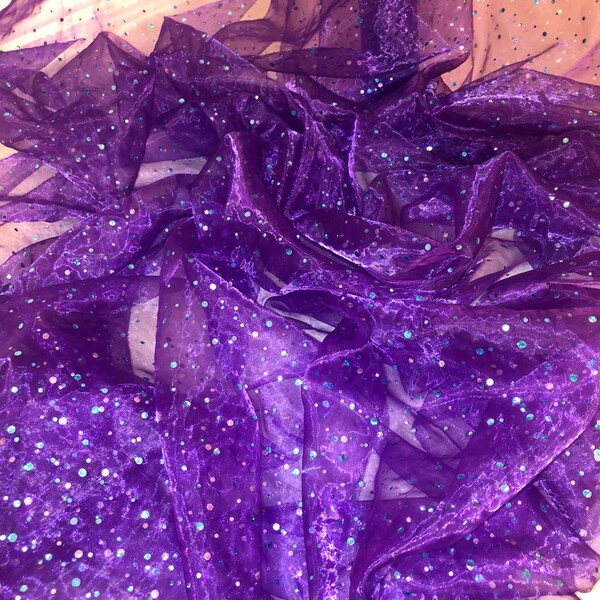 Purple Silver Metallic Organza Fabric main image 1