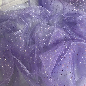 1 meter purple sparkly sequin hologram organza voile wedding bridal fabric 58” wide