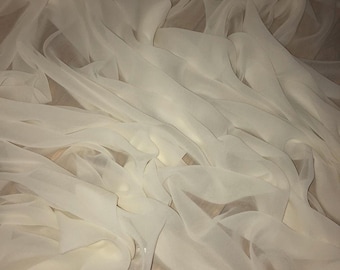 1 meter elegant ivory cream chiffon soft dress fabric floaty light weight 45” wide