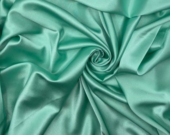 1 meter mint green luxury shiny soft silky crepe back satin bridal drape dress fabric 58” wide