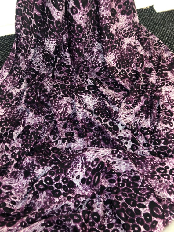 1 mtr purple leopard animal polyester crepe print fabric..58 | Etsy