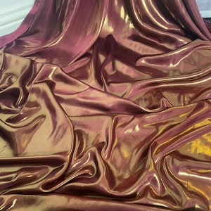 1 meter maroon/gold shiny soft shimmer satin fabric 58” wide