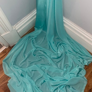 1 meter aqua green luxury silky soft crepe de chine lining fabric 45” wide